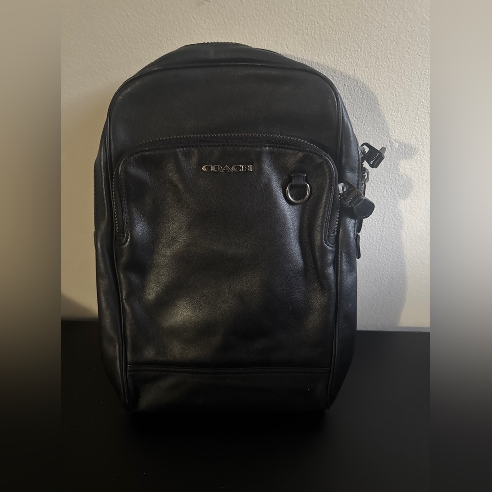 Men’s Coach Black Leather Sling Bag